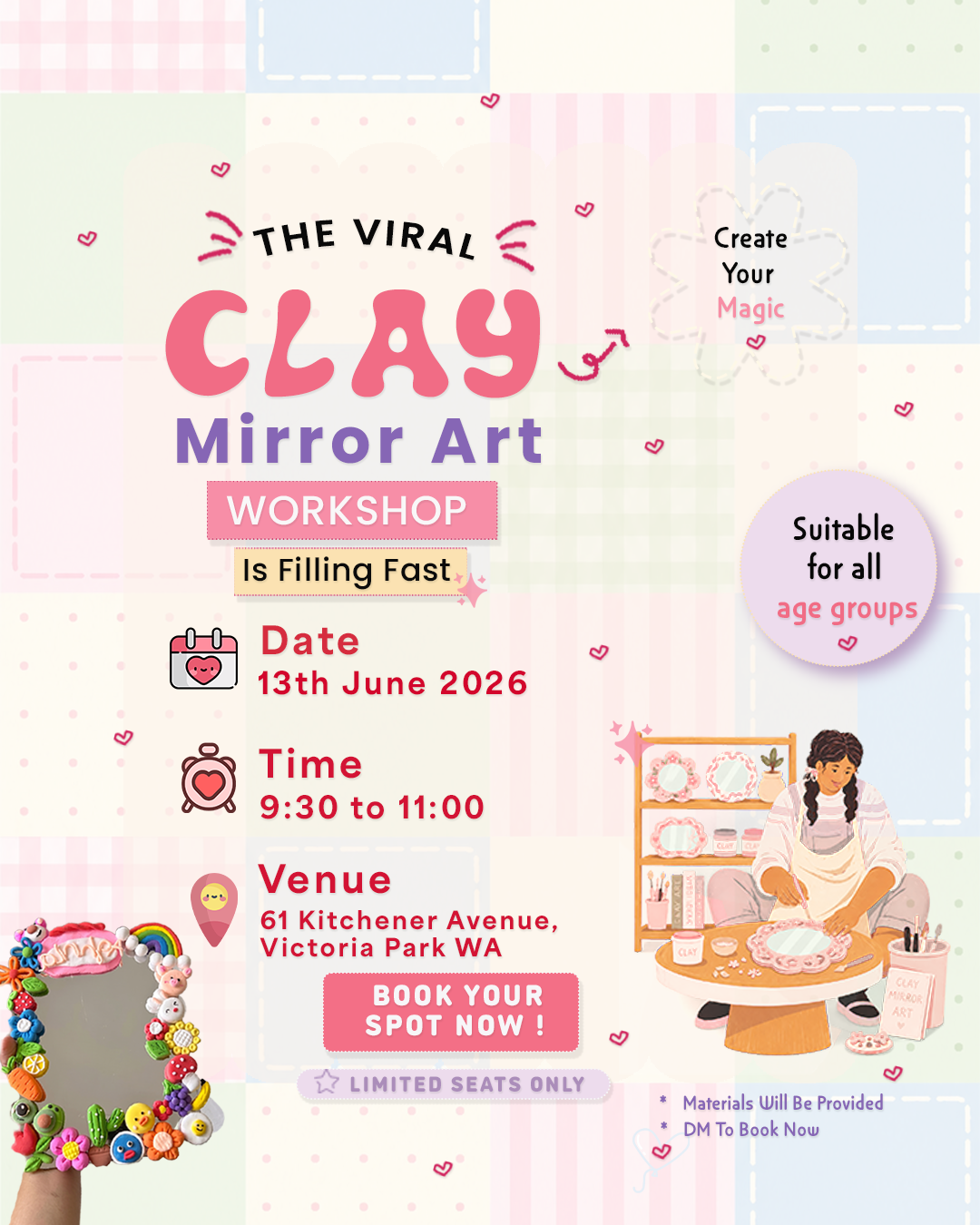 Clay Mirror Workshop — Creative workshop event poster